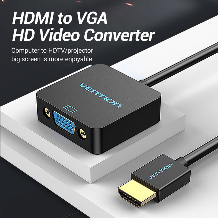 Vention Conversor HDMI macho a VGA hembra 15cm negro Vention Conversor HDMI macho a VGA hembra 15cm negro